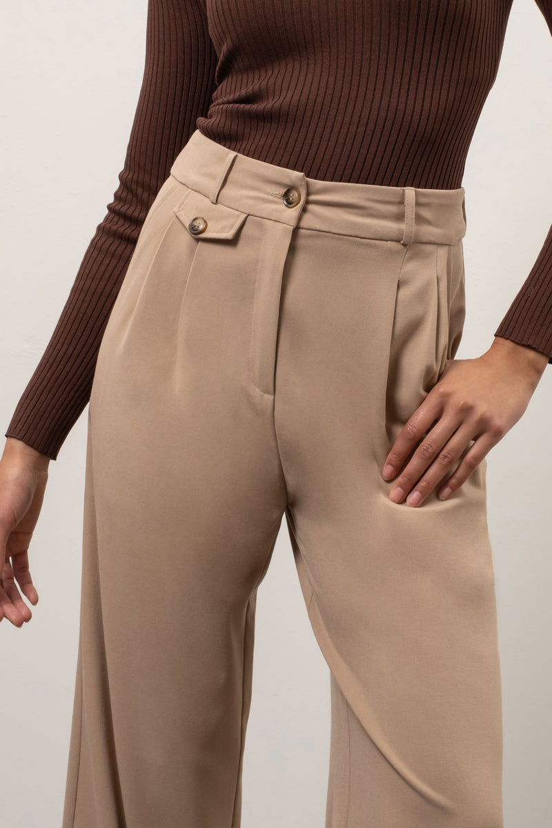 Wide Leg Trousers (Khaki)