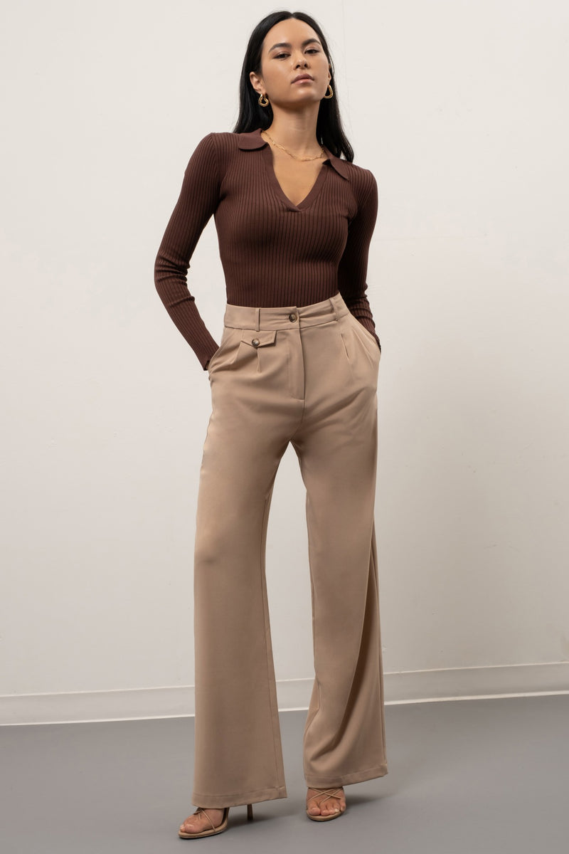 Wide Leg Trousers (Khaki)