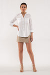 Front Pocket Collared Blouse (White)