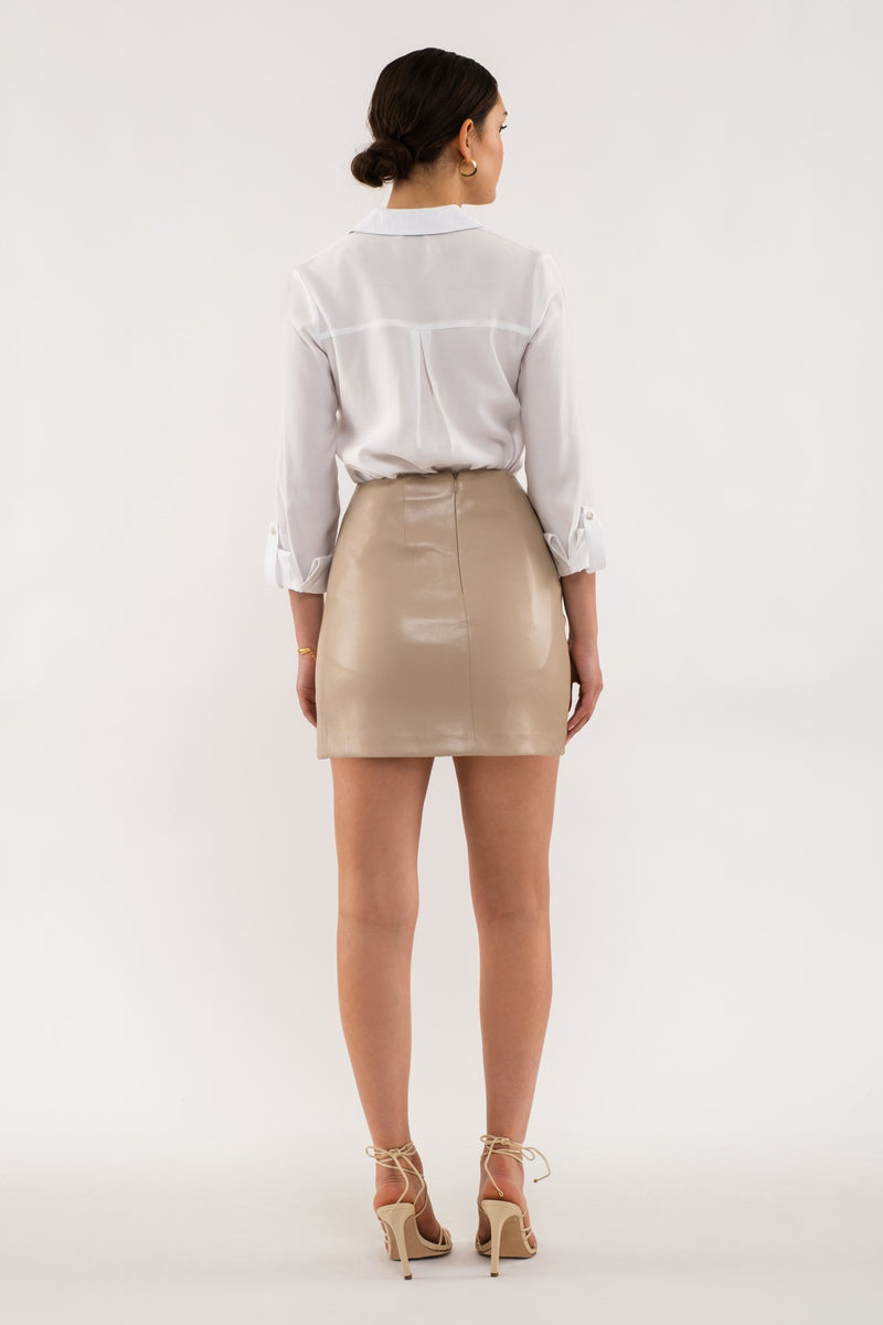 Front Pocket Collared Blouse (White)