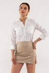 Front Pocket Collared Blouse (White)