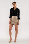 Front Pocket Collared Blouse (Black)