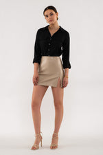 Front Pocket Collared Blouse (Black)