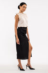 Satin Ruffle Woven Top (Champagne)