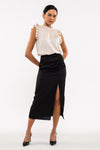 Satin Ruffle Woven Top (Champagne)