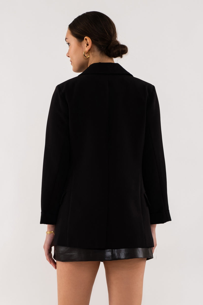 Double Breasted 3/4 Sleeve Blazer (Black)