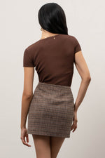 Cropped Snap Button Top (Brown)