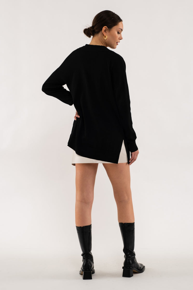 Long Sleeve Open Cardigan (Black)