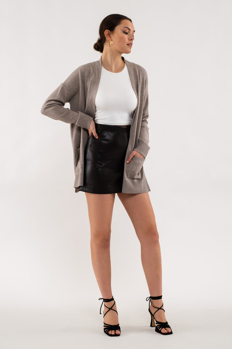 Long Sleeve Open Cardigan (Cocoa)