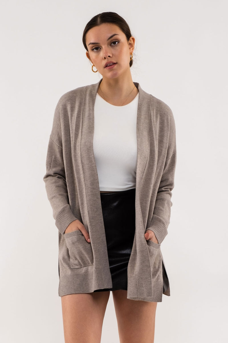Long Sleeve Open Cardigan (Cocoa)
