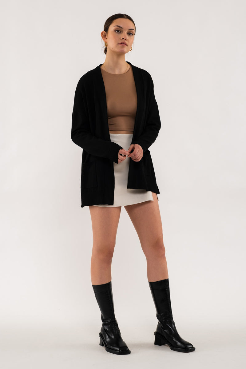 Long Sleeve Open Cardigan (Black)