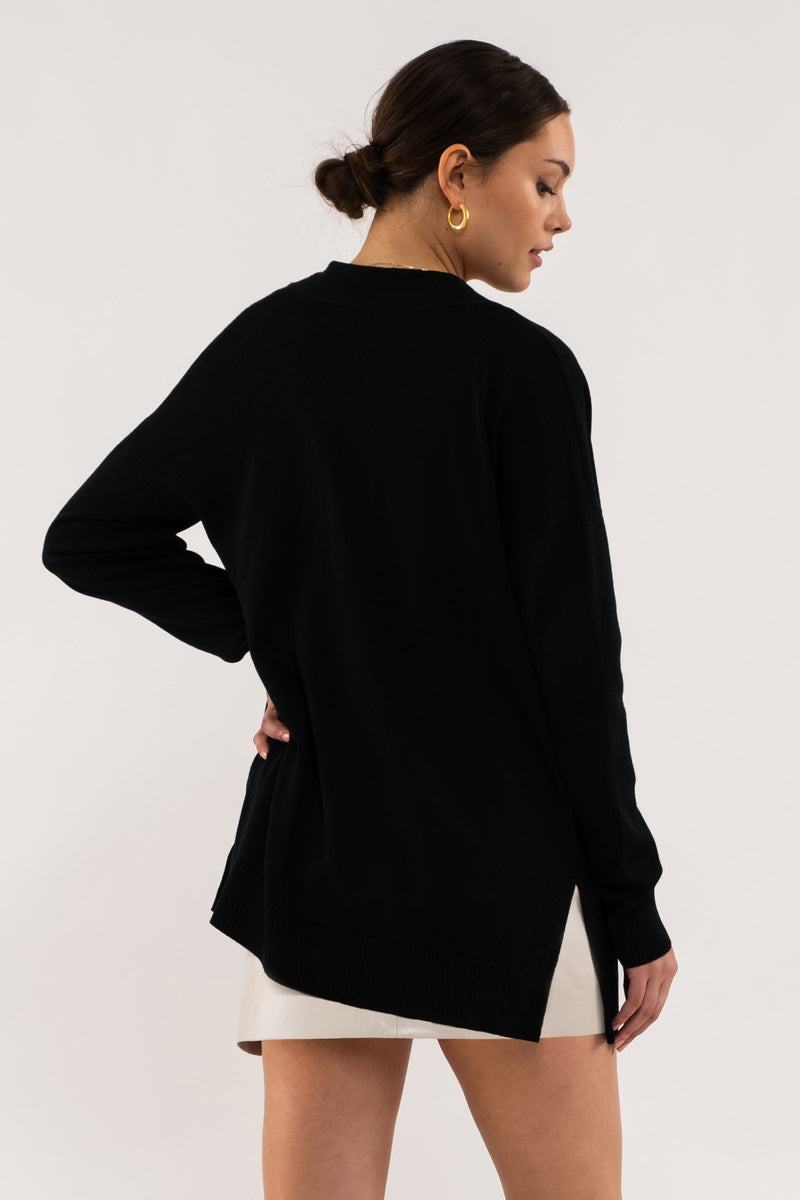 Long Sleeve Open Cardigan (Black)