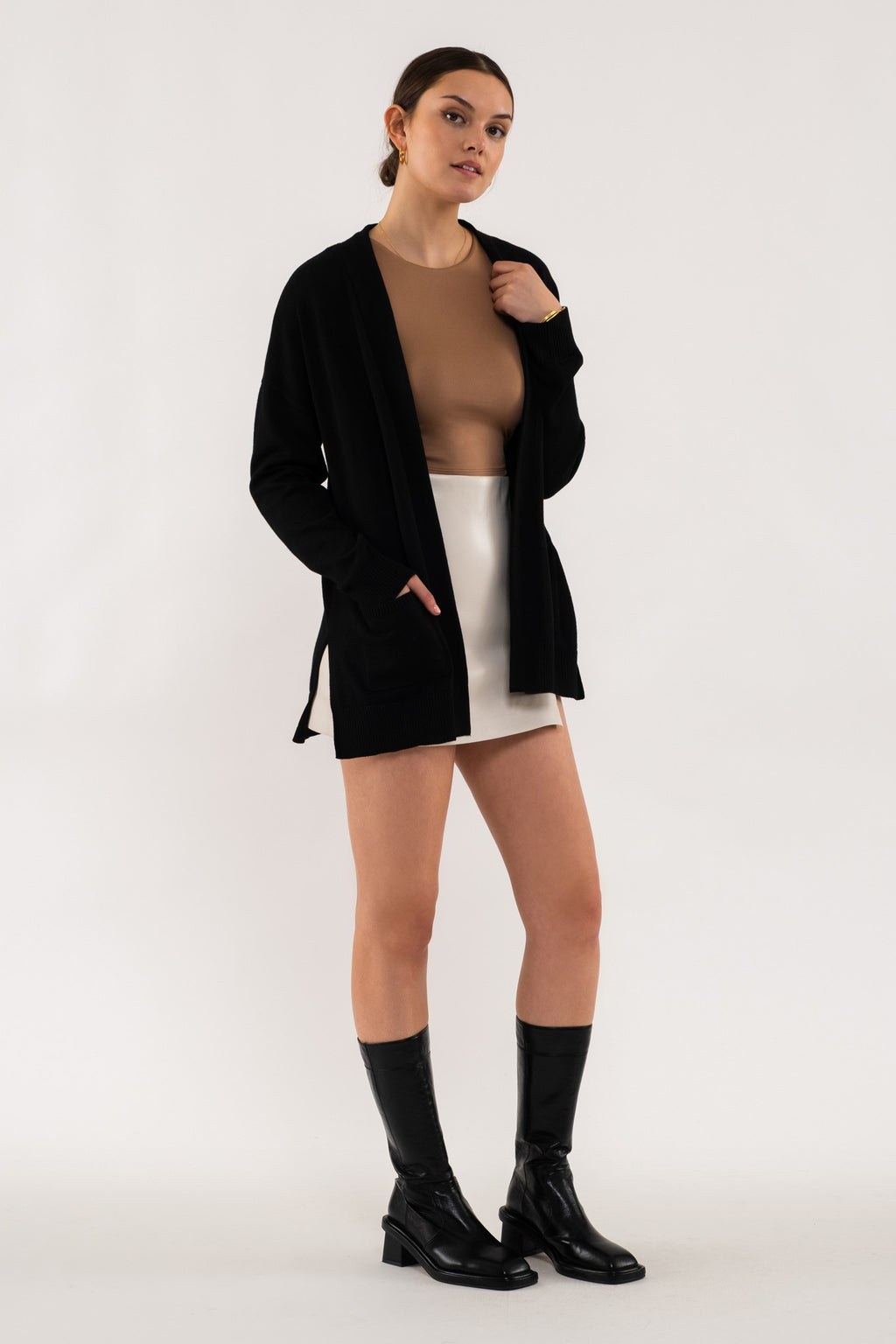 Long Sleeve Open Cardigan (Black)