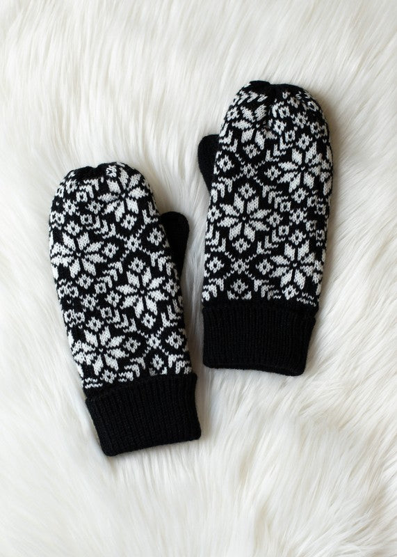 Black & White Snowflake Mittens