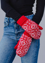 Red & White Snowflake Mittens