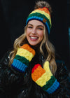 Classic Rainbow Striped Knit Mittens