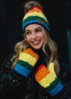 Classic Rainbow Striped Knit Mittens