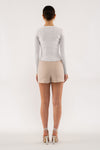 Rib Knit Long Sleeve Top (Ivory)