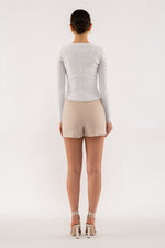 Rib Knit Long Sleeve Top (Ivory)