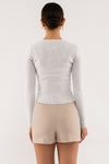 Rib Knit Long Sleeve Top (Ivory)