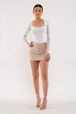 Rib Knit Long Sleeve Top (Ivory)