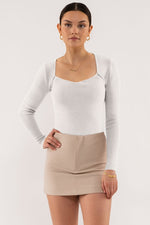 Rib Knit Long Sleeve Top (Ivory)