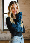 Steel Blue Cable Knit Mittens