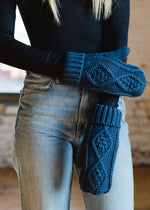 Steel Blue Cable Knit Mittens