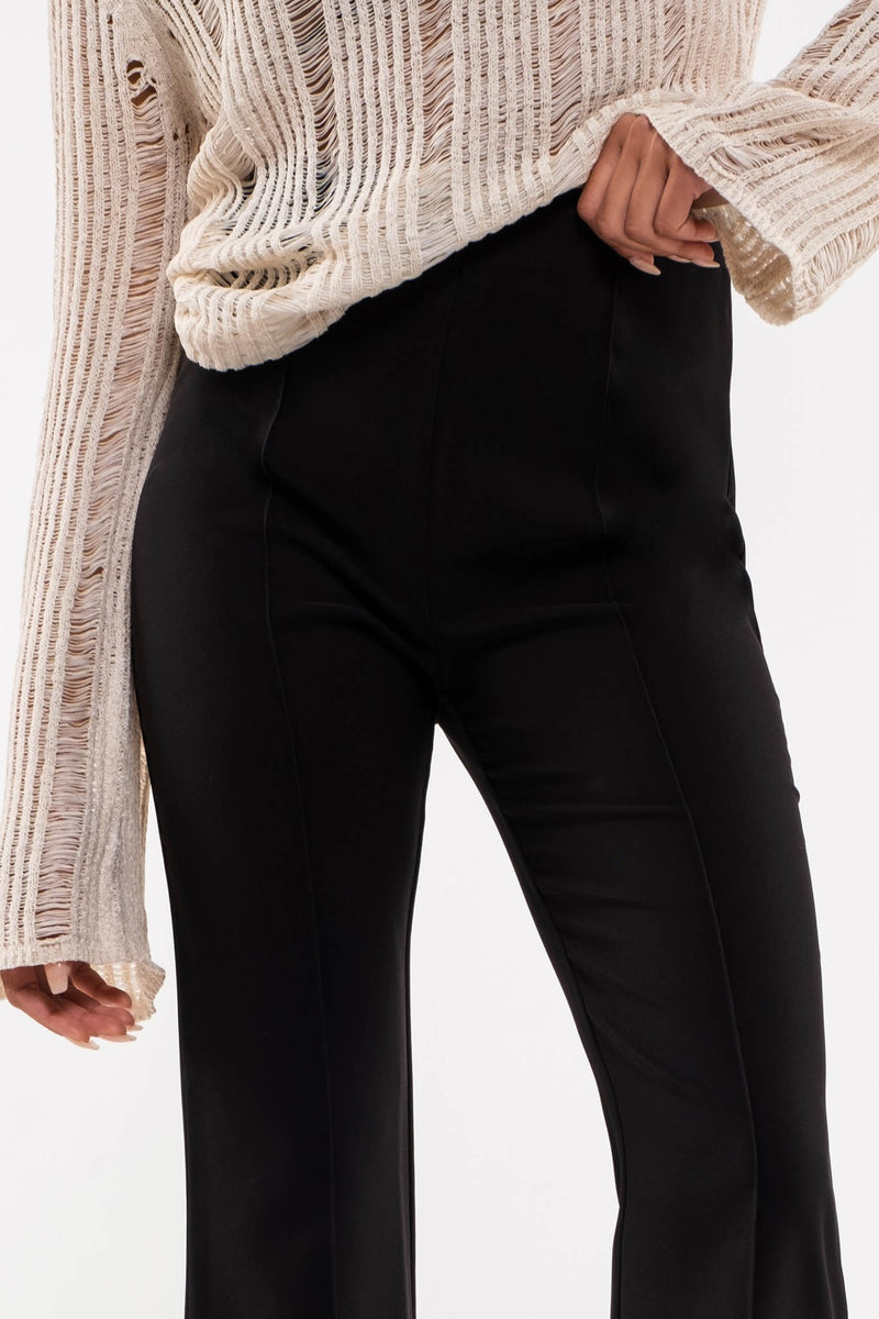 Front Seam Elastic Waist Flare Leg Pants (Black) – In Pursuit Mobile  Boutique