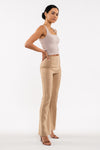 Front Seam Elastic Waist Flare Leg Pants (Khaki)