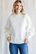 Flower Textured Knit Pullover