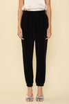 Elastic Waist Velvet Jogger Pants (Black)