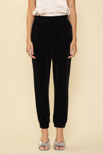Elastic Waist Velvet Jogger Pants (Black)