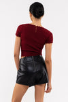 Scallop Edge Knit Top (Rosewood)