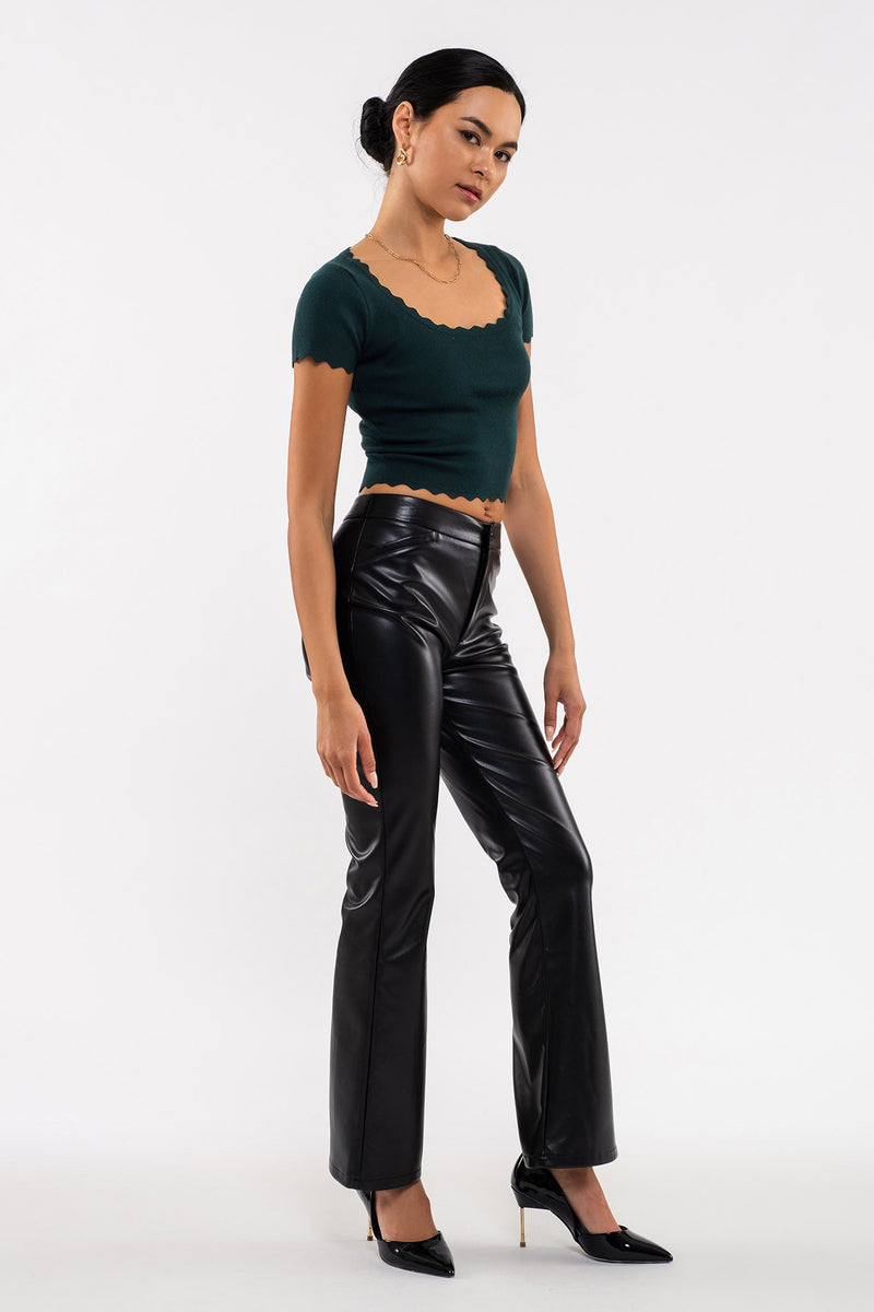 Scallop Edge Knit Top (Hunter Green)