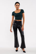 Scallop Edge Knit Top (Hunter Green)