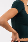 Scallop Edge Knit Top (Hunter Green)