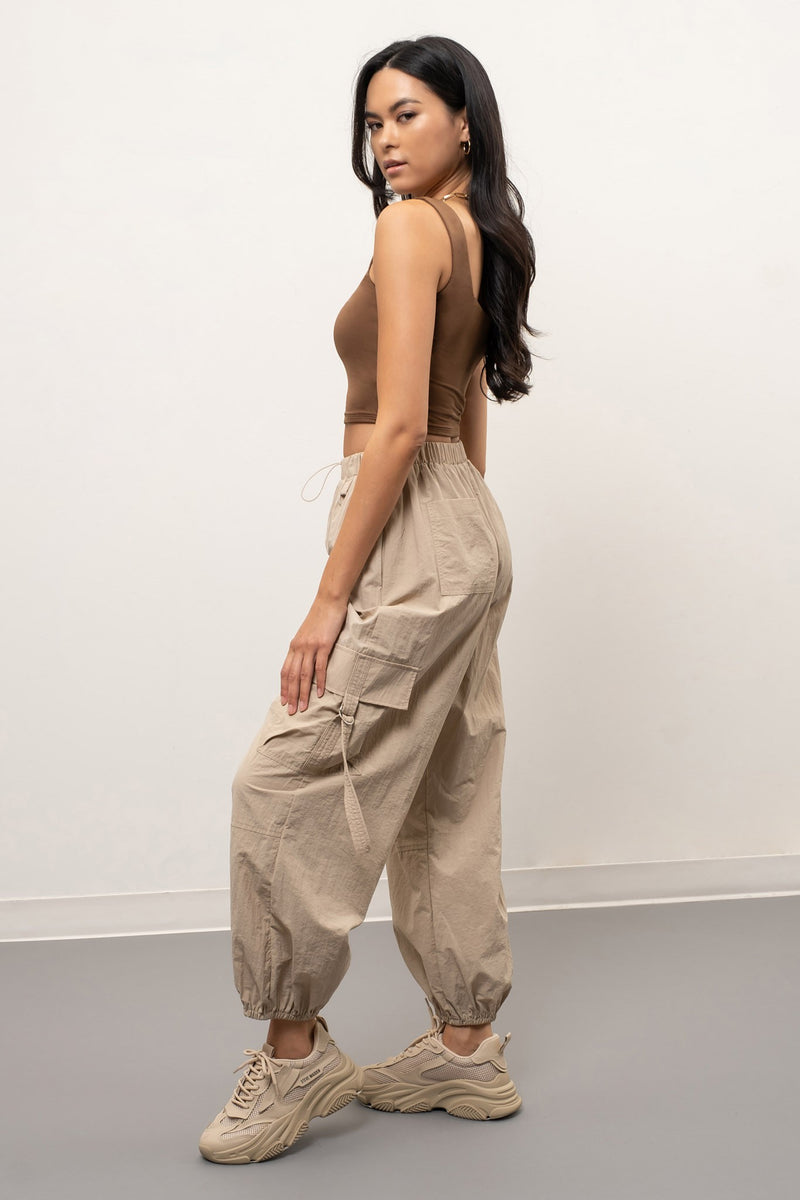 Cropped Square Neck Tank (Brown)
