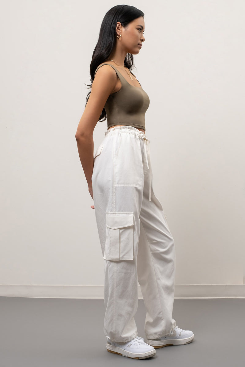 Cropped Square Neck Tank (Olive)
