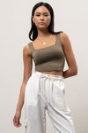 Cropped Square Neck Tank (Olive)