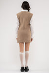 V-Neck Layered Sweater Dress (Taupe)