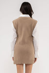 V-Neck Layered Sweater Dress (Taupe)