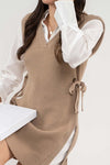 V-Neck Layered Sweater Dress (Taupe)