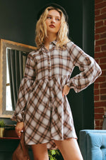 Plaid Babydoll Shirt Dress