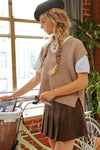 Contrast Knit Sweater Vest