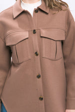 Front Detail Pocket Button Up Shacket (Cocoa)