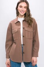 Front Detail Pocket Button Up Shacket (Cocoa)
