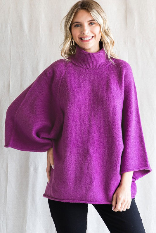 3/4 Dolman Sleeve Turtleneck (Plus Size)