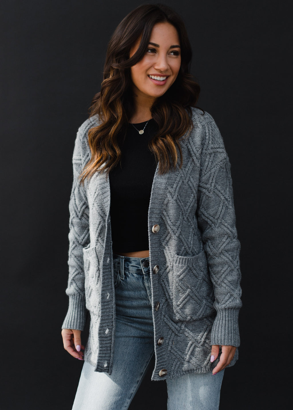 Grey Button Up Cardigan