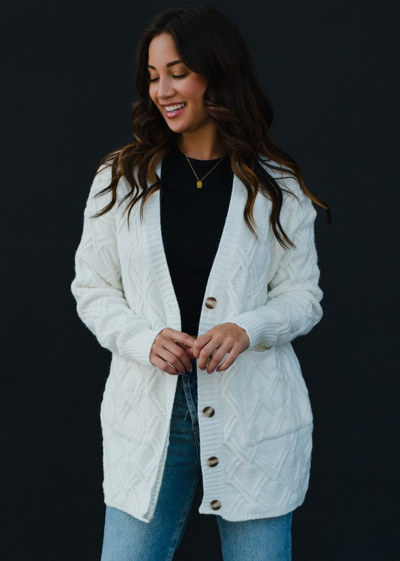 White Button Up Cardigan